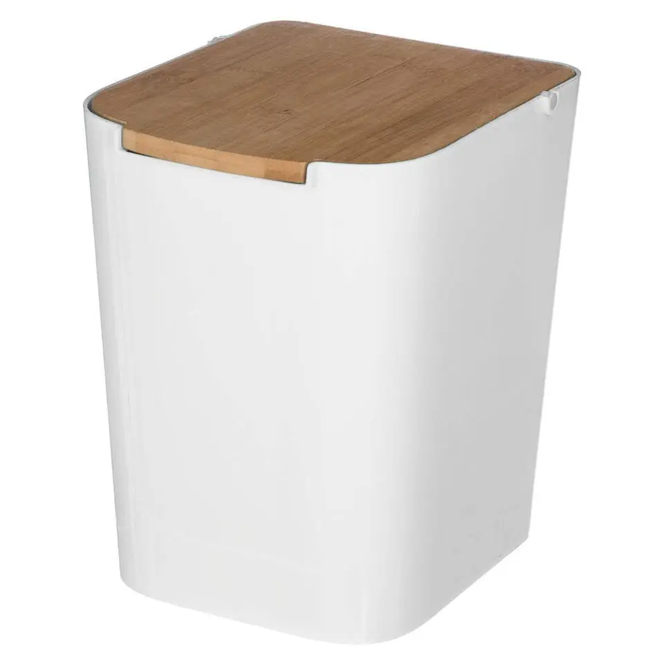 Five Prullenbak - 5 liter - bamboe - wit/lichtbruin - 24 x 19 cm