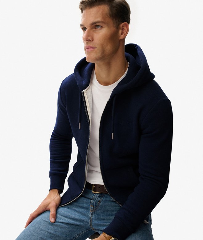 Vintage Logo Embroidered Zip Hoodie
