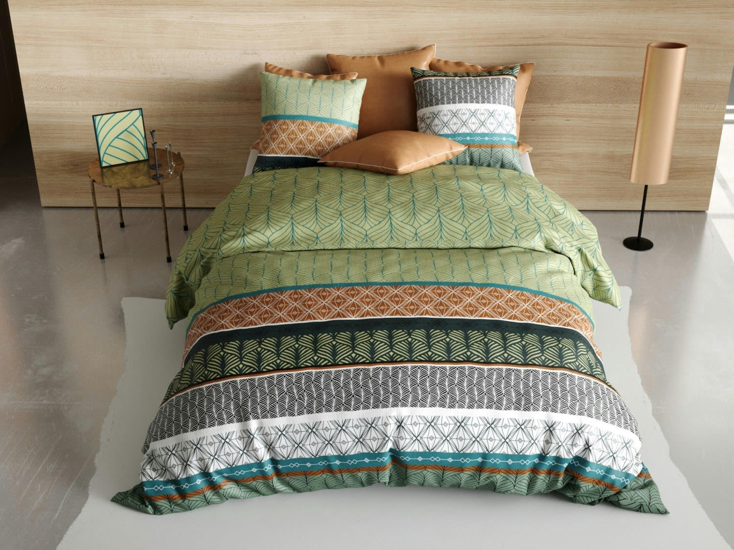 ECHO - Parure housse de couette coton vert 220x240 cm