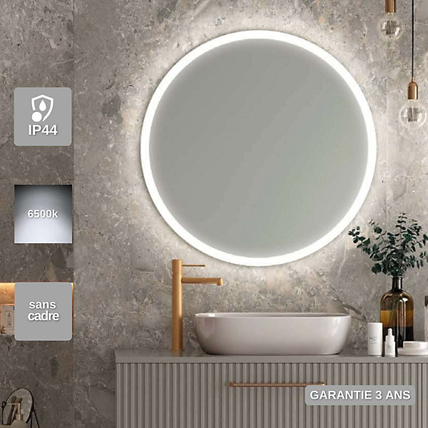 Miroir de Salle de Bain Lumineux LED 60 - Blanc Froid - BELGICA LEDIMEX