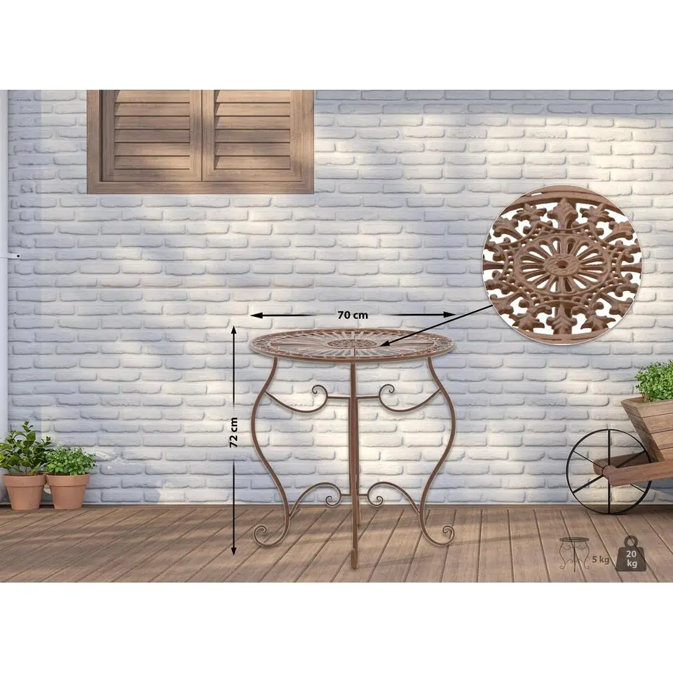 CLP Bijzettafel tuin Indra antiek Frame - Metaal - antiek bruin