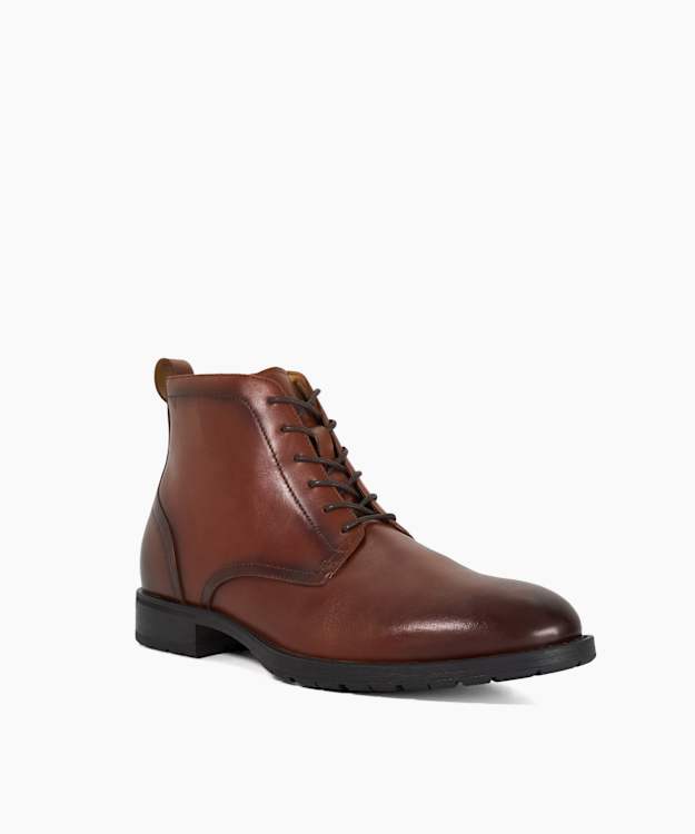 Carrsons Brown - Burnished Leather Lace-Up Ankle Boots