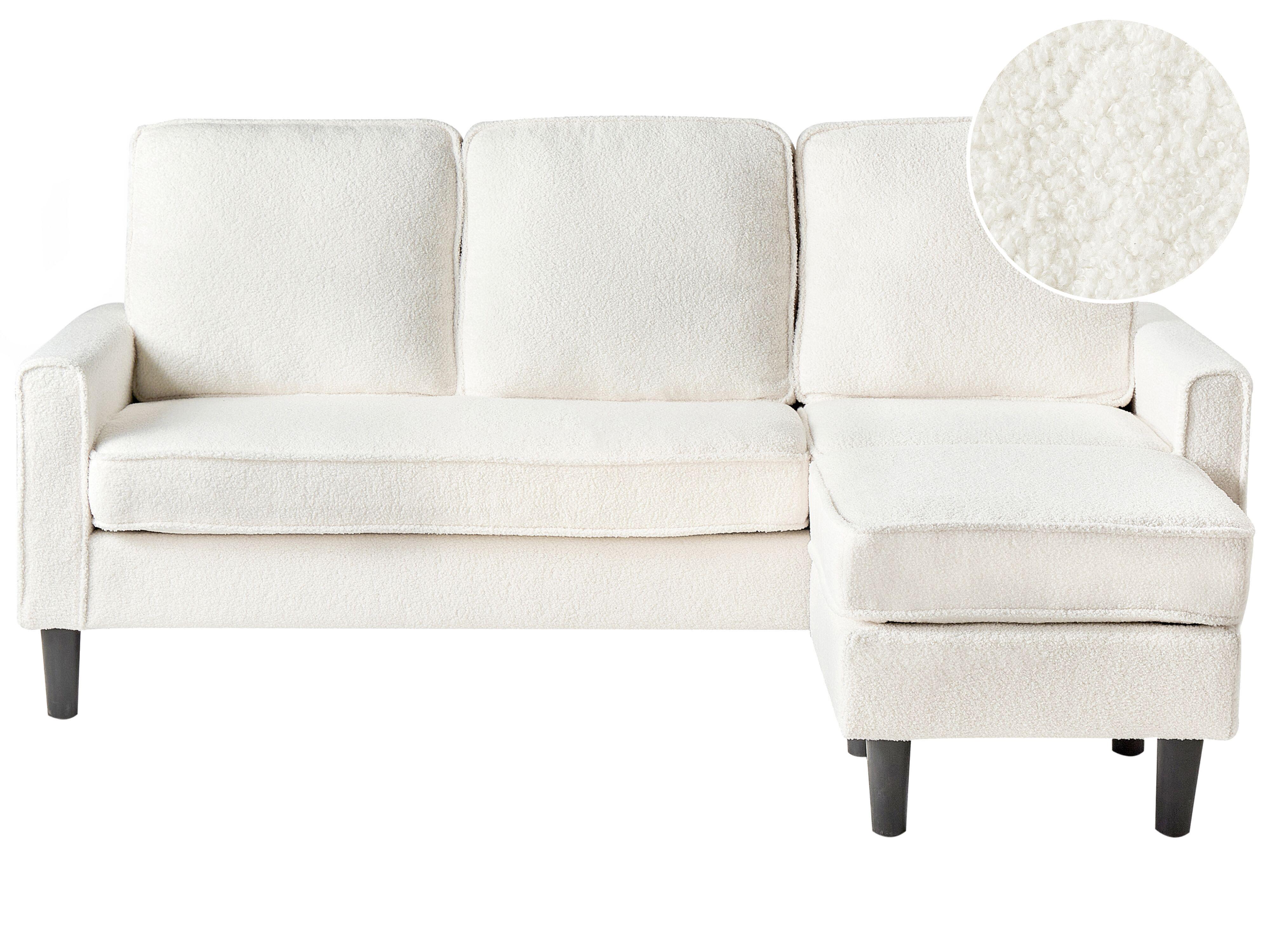 Sofa 3 Seater AVESTA Boucle White with Ottoman