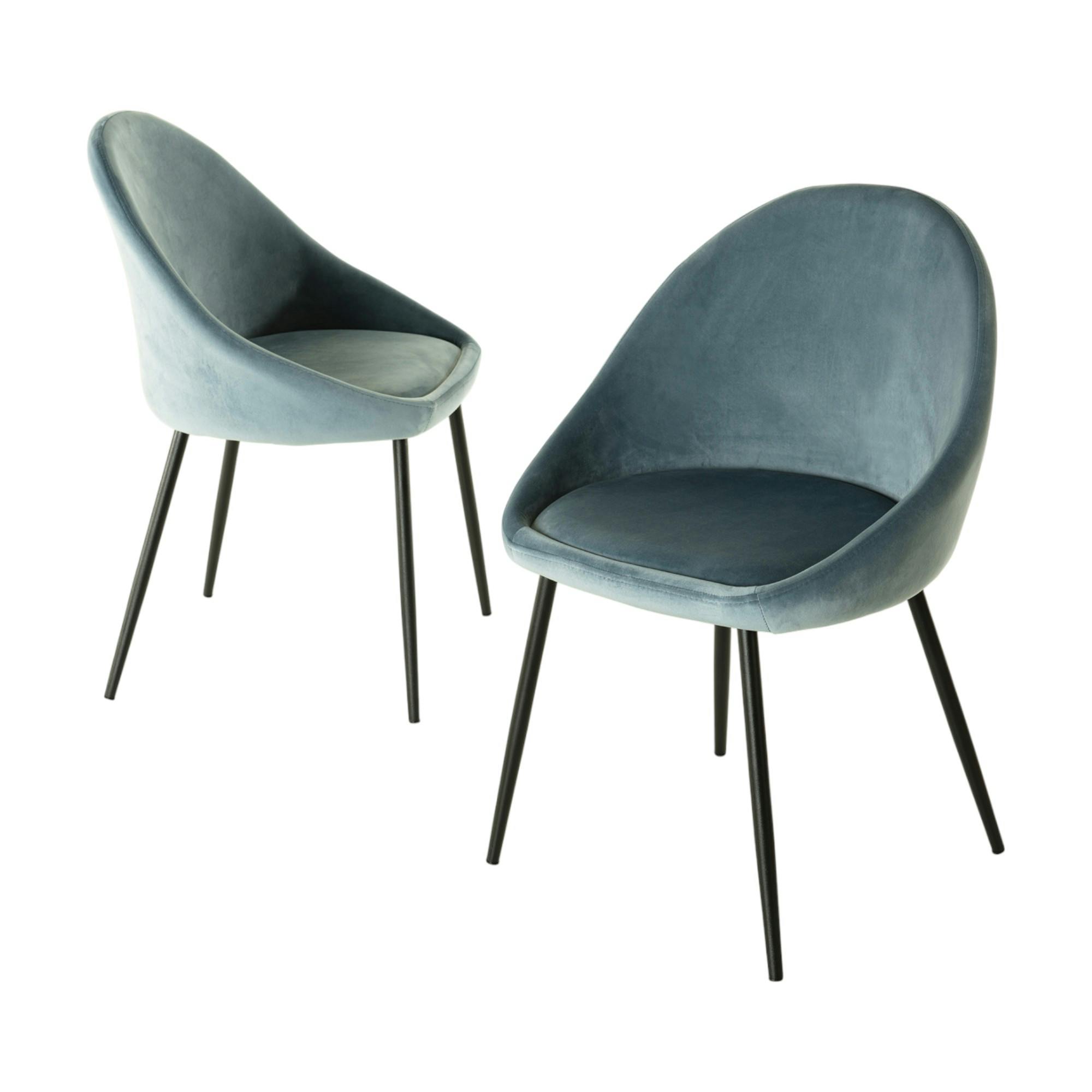 Chaise velours bleu TIM (lot de 2)