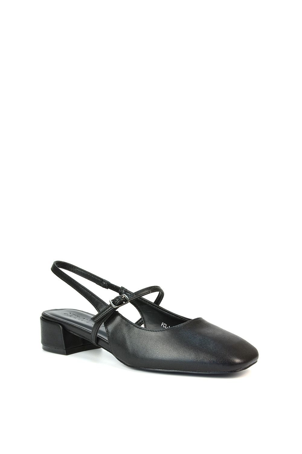 XY London Marie' Low Block Heel Square Toe Closed Toe Slingback Shoes