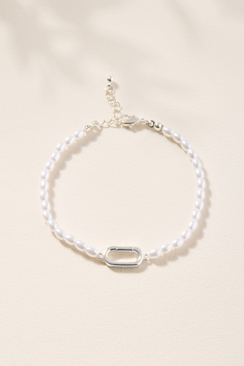 Pearl Cluster Charm Bracelet Base Silver