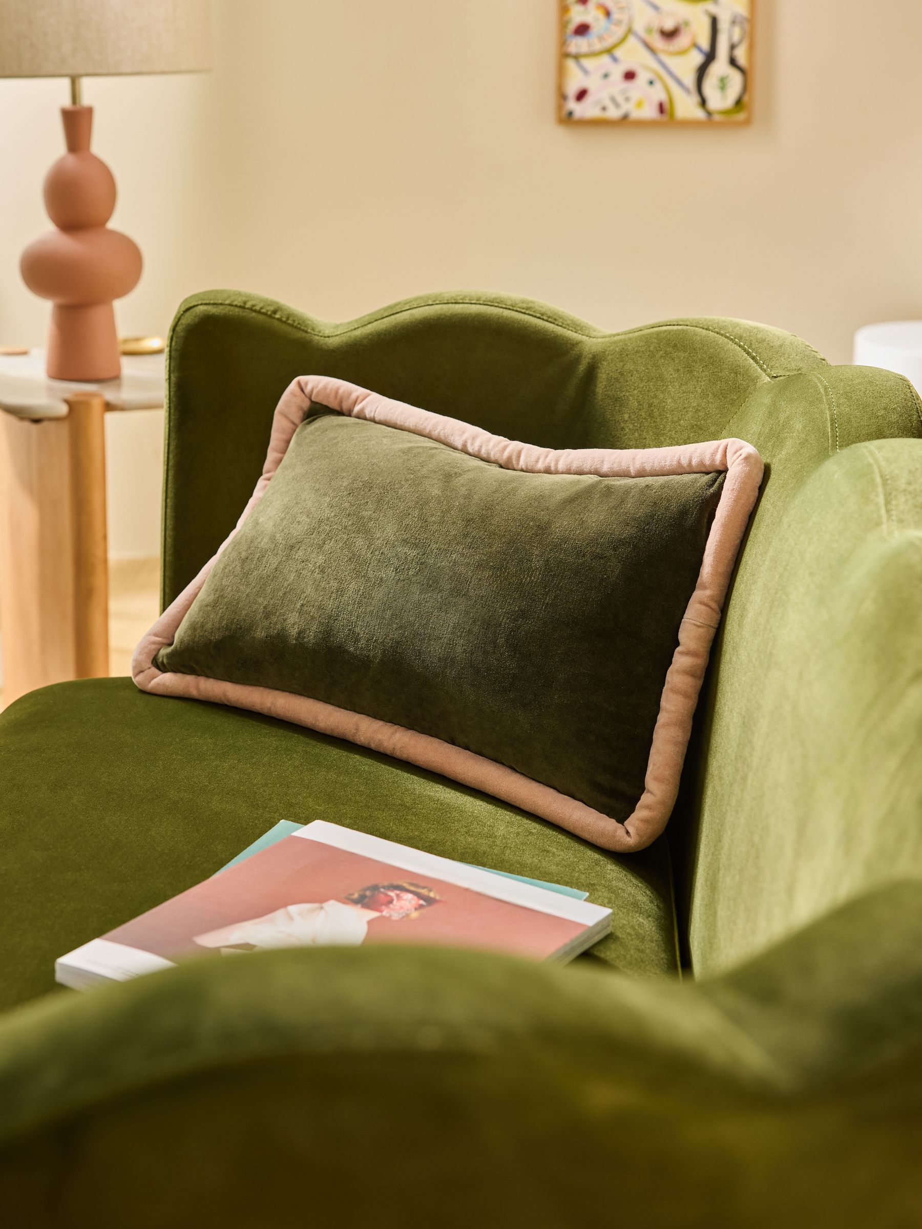 Khaki/Aubergine Huxley Cotton Velvet Jumbo Pipe Cushion