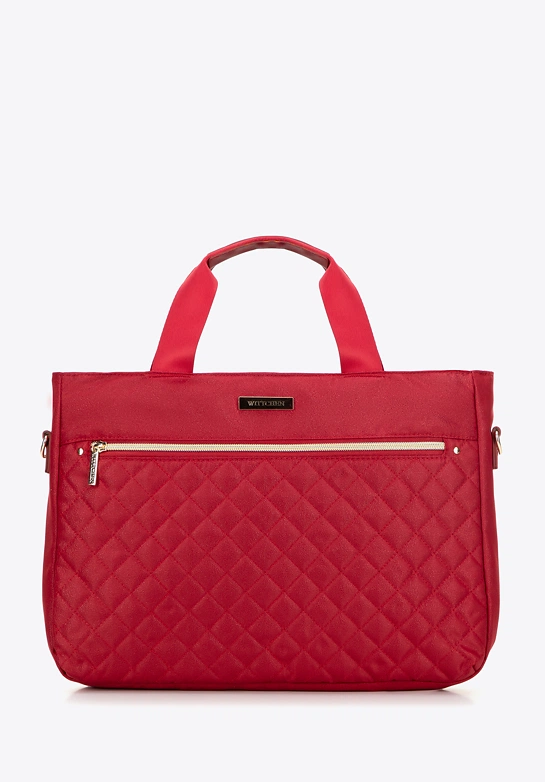 Torba na laptopa 14'' biznesowa z pikowaniem wiśniowa