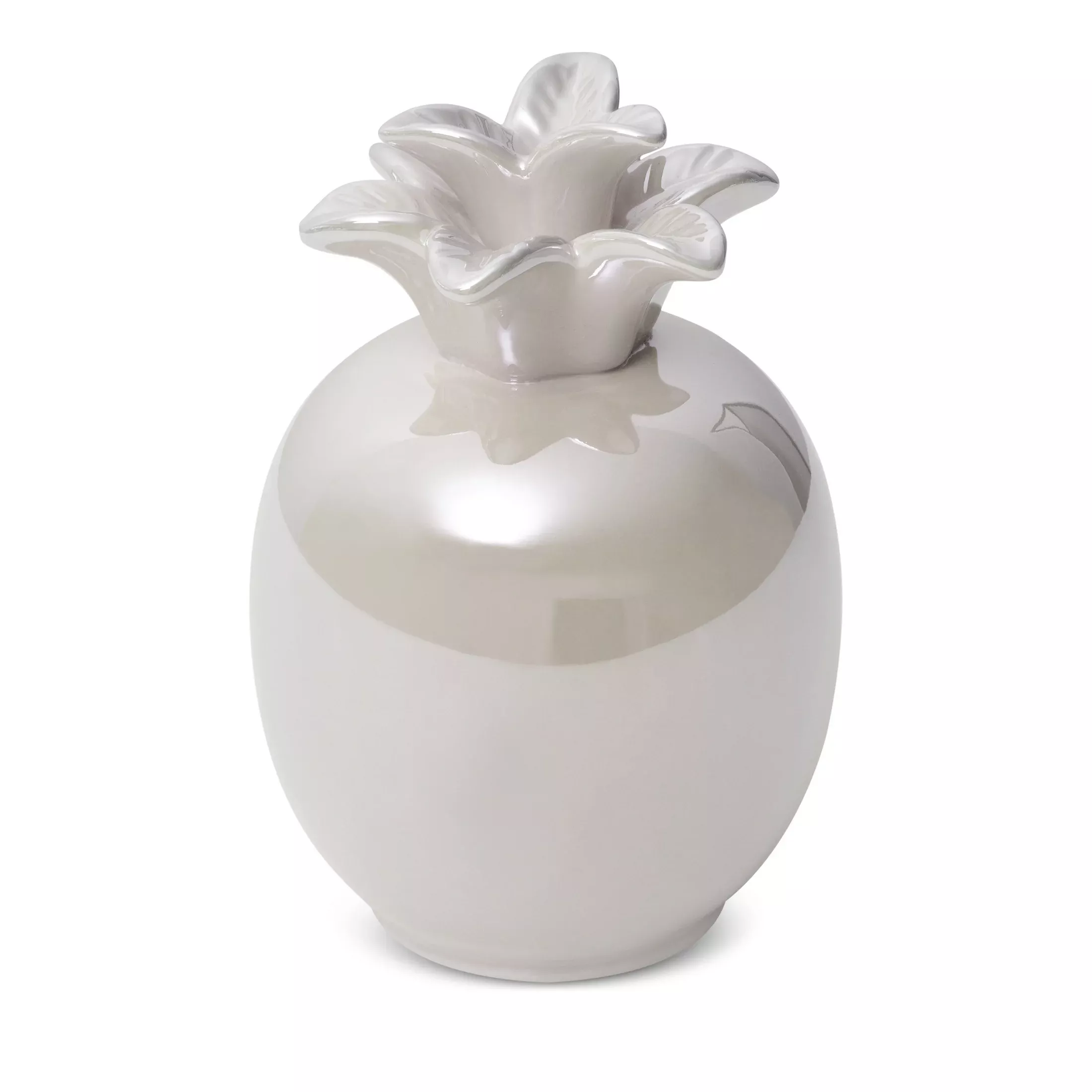 Figurka ceramiczna perłowa ananas z perłowym połyskiem średnica 11x16 cm SIMONA