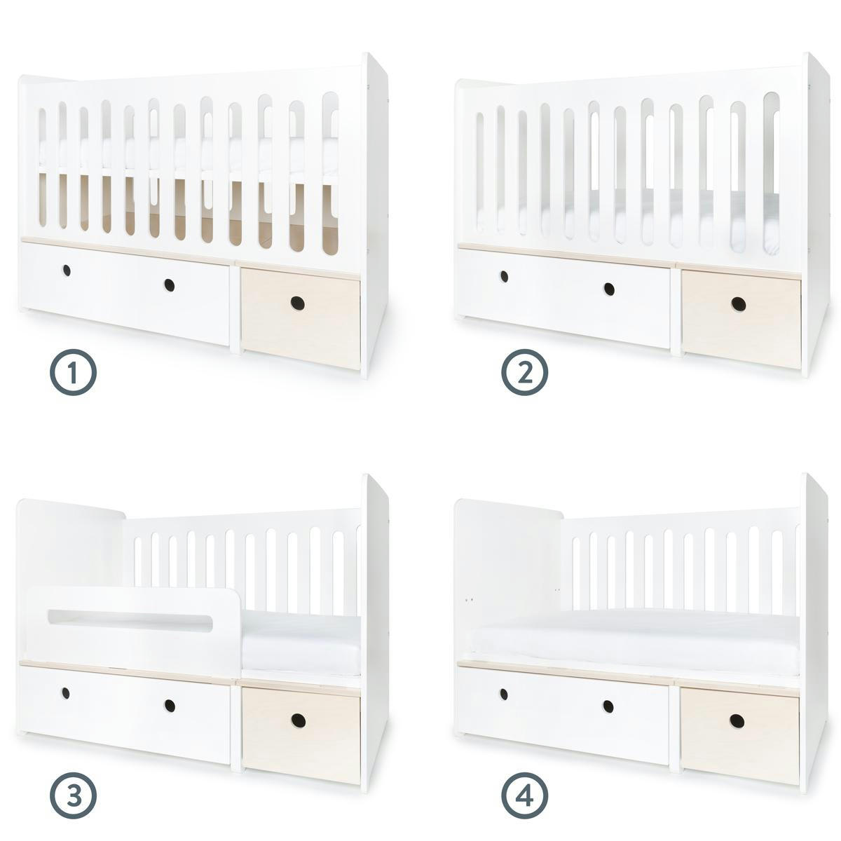 COLORFLEX - Lit bébé évolutif 70x140cm blanc-blanchi