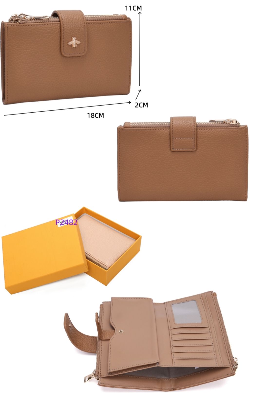 Fontanella Fashion Ardyn Bee Badge Zipper PU Leather Wallet