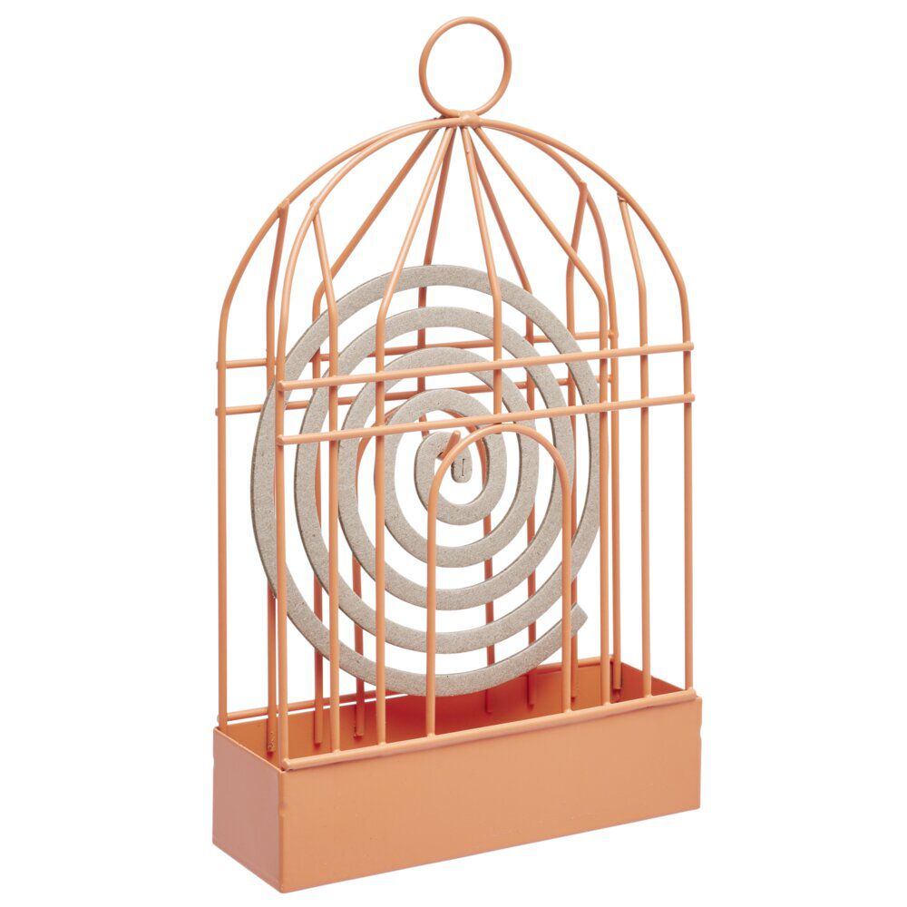 Support cage déco métal rouge pour spirale encens anti-moustique 15x5xH20cm