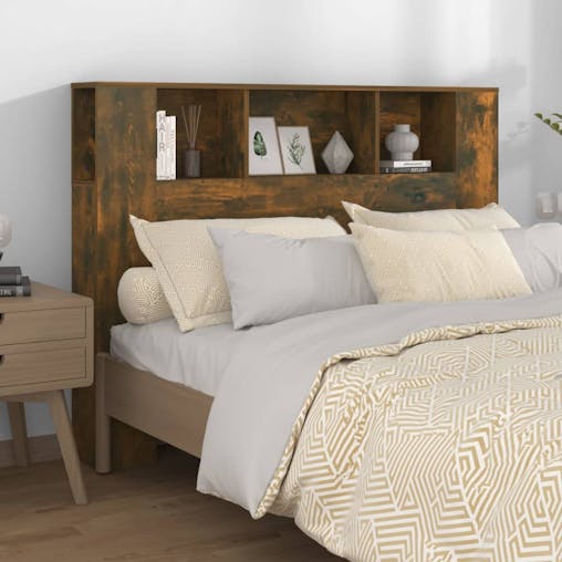 NNEVL Headboard Cabinet Smoked Oak 140x18.5x104.5 cm