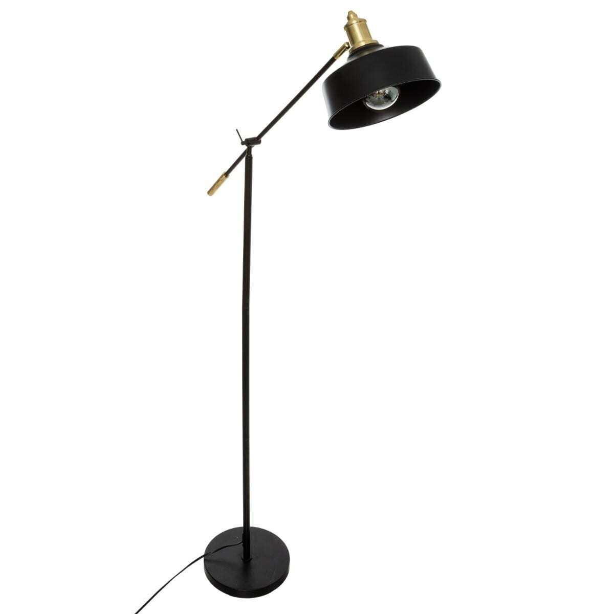 LAMPA PODŁOGOWA Flower czarna METALOWA złote detale