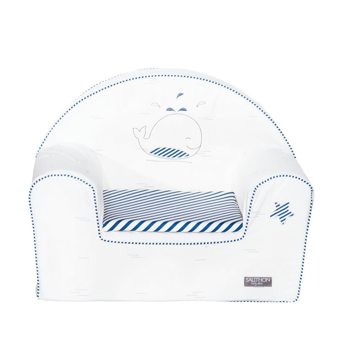 BLUE BALEINE - Fauteuil club pour enfant en coton blanc