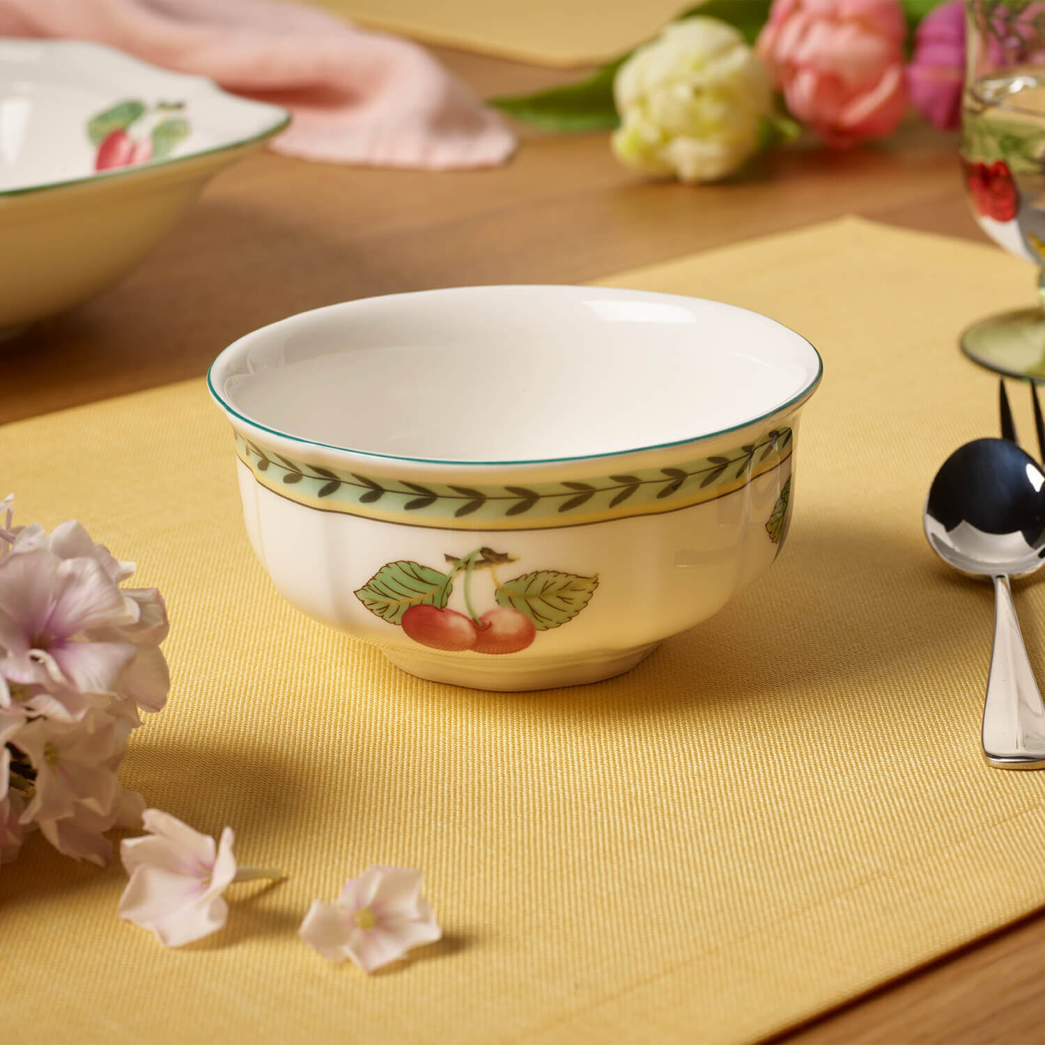 French Garden Appetizer/ Dessert Bowl - Multi-colored, 8.2 oz, Premium Porcelain