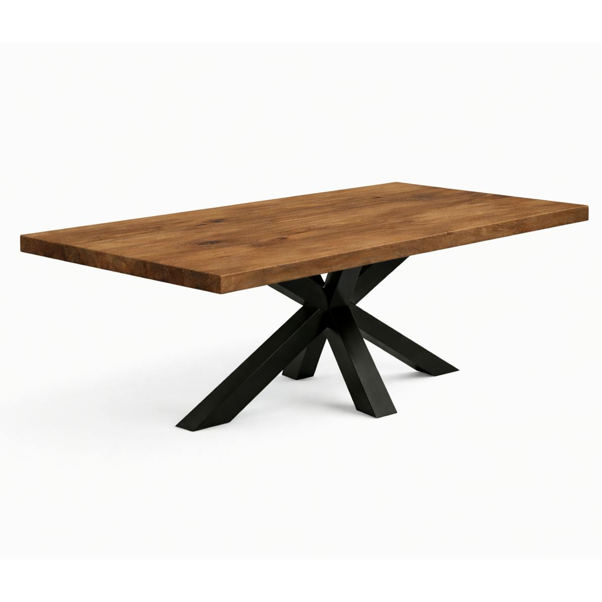 Table extensible bois brun bords droits pied noir 240 cm PALERME