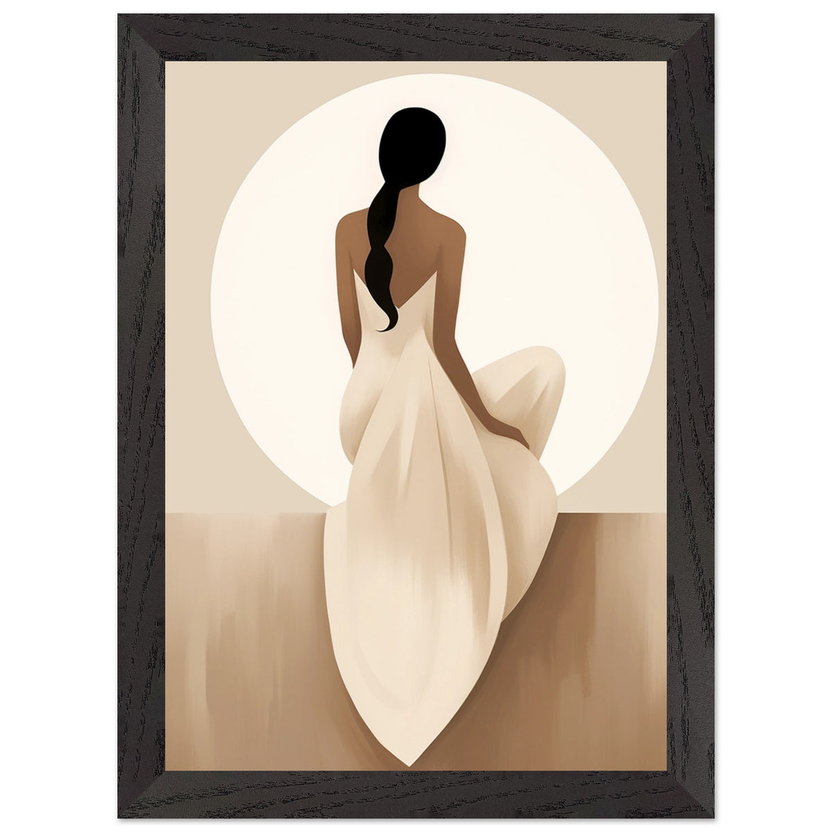 Artfulprints Poster met Lijst Japandi The serene lady  - A4 21x29.7 cm - Bruin