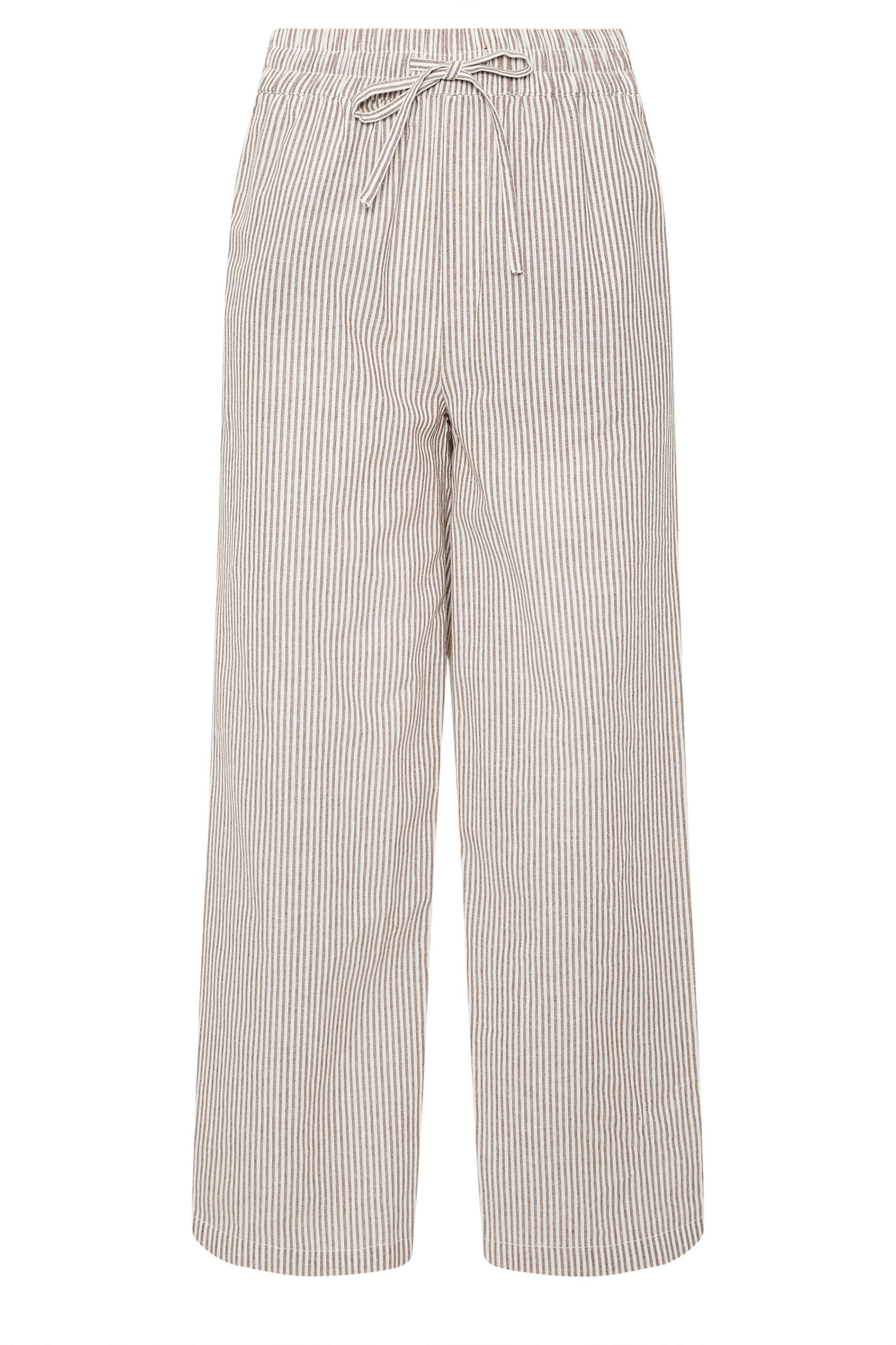 M&Co Stripe Wide Leg Cotton Trousers