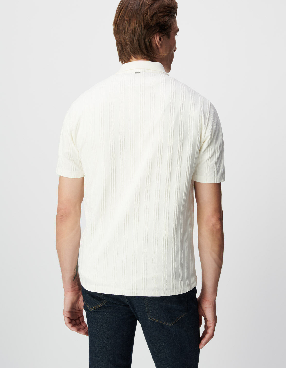 Chemise SLIM blanc cassé maille jeux de rayures Homme
