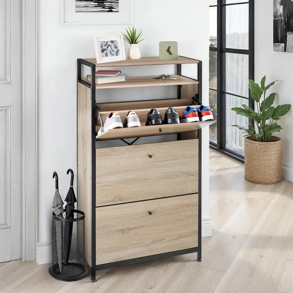 tectake Schoenenkast, Industrieel Licht Hout, Eiken Sonoma