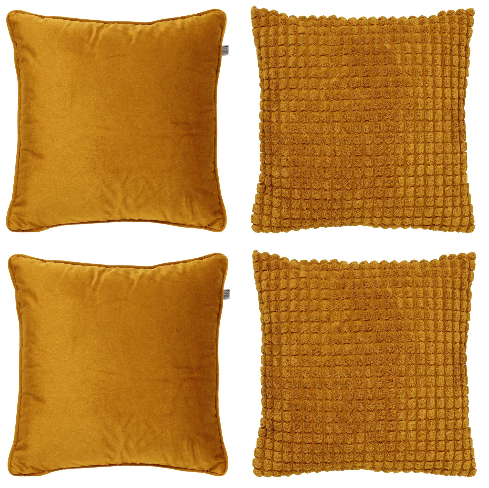 KUSSENSET - 4-delig - Texture Harmony - 45x45 cm - inclusief binnenkussens - geel