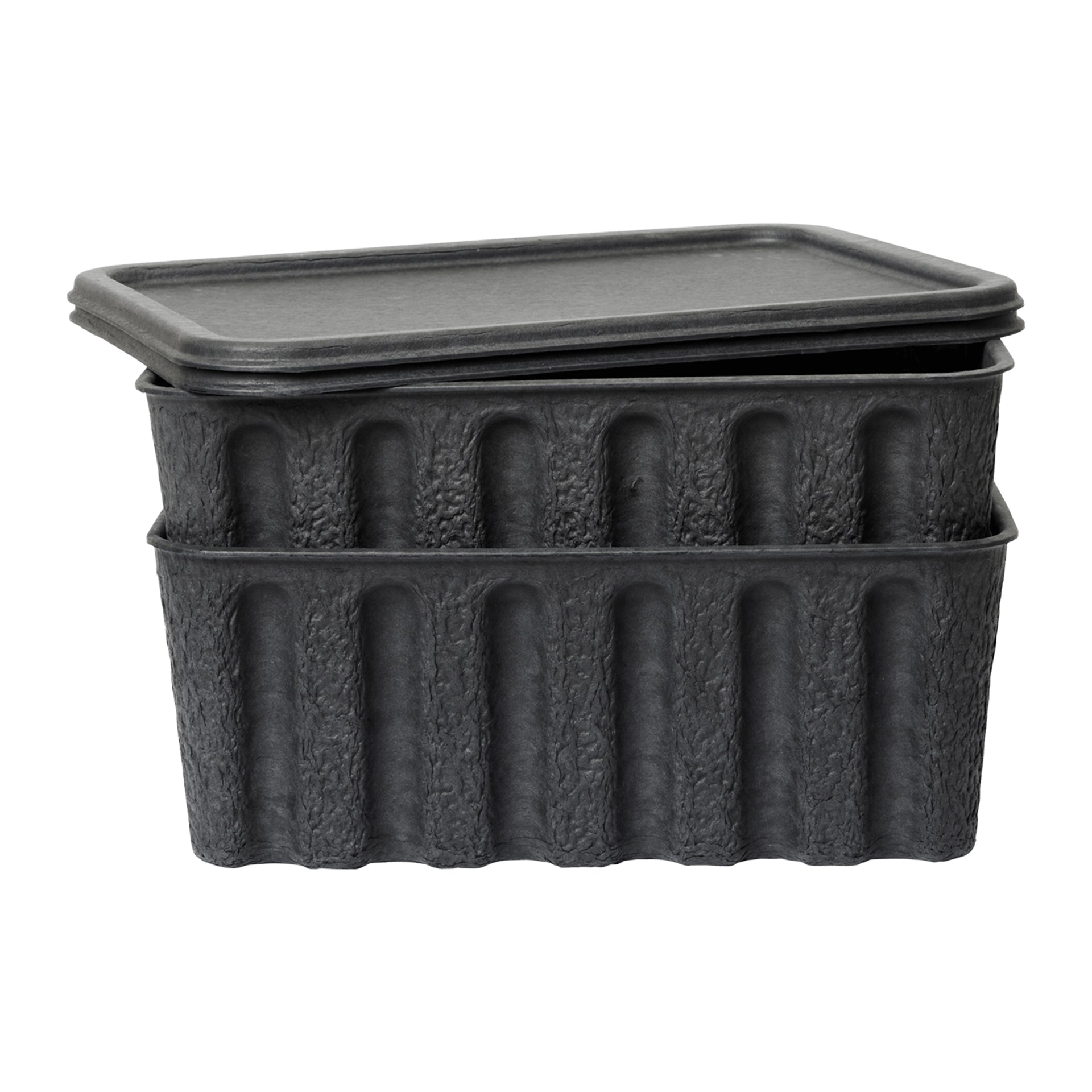 Ferm Living Paper Pulp Opbergdoos L - Set van 2 - Charcoal