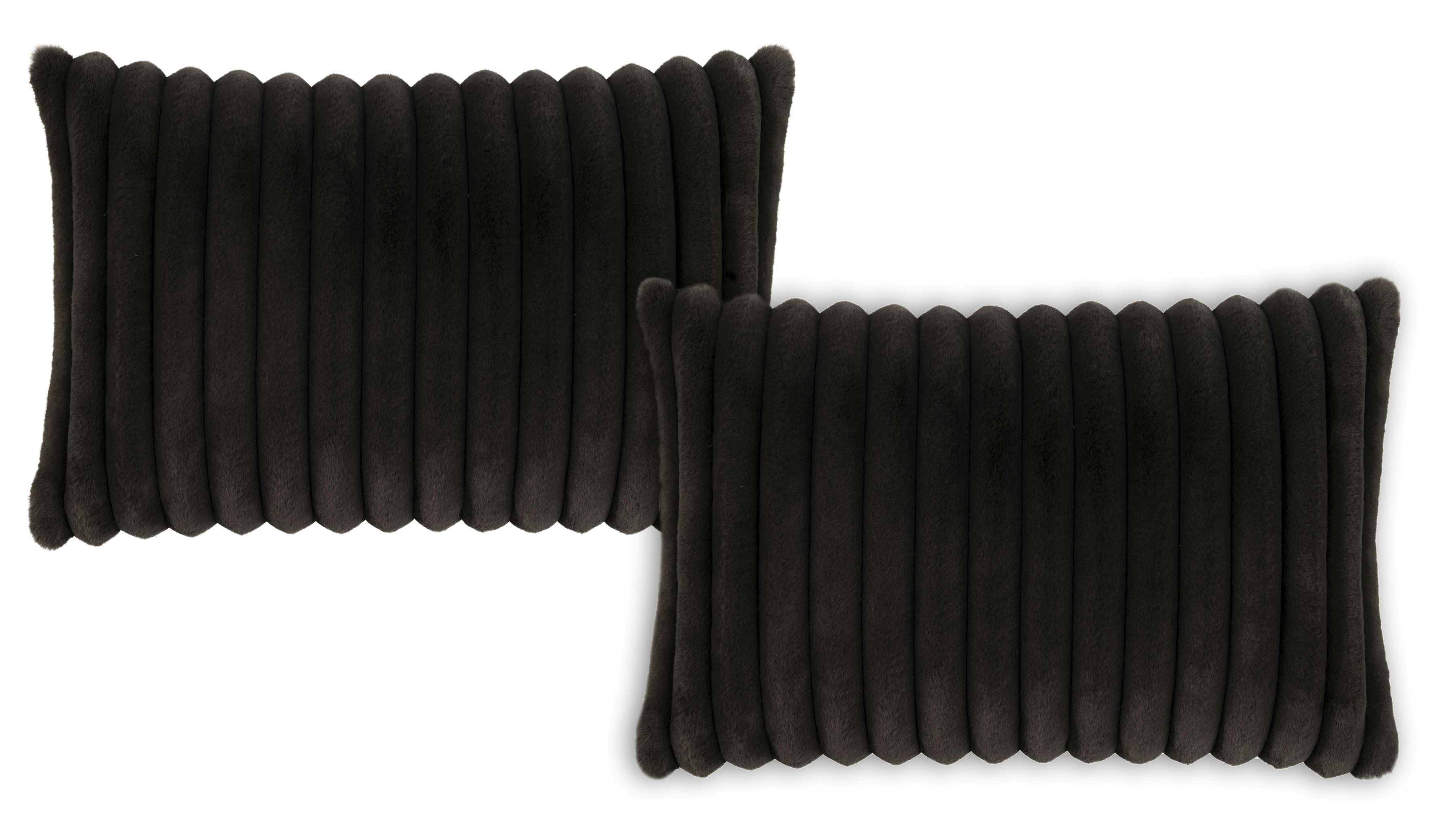 RAYA - Housses de coussin douces imitation fourrure anthracite-Lot de 2-40x60
