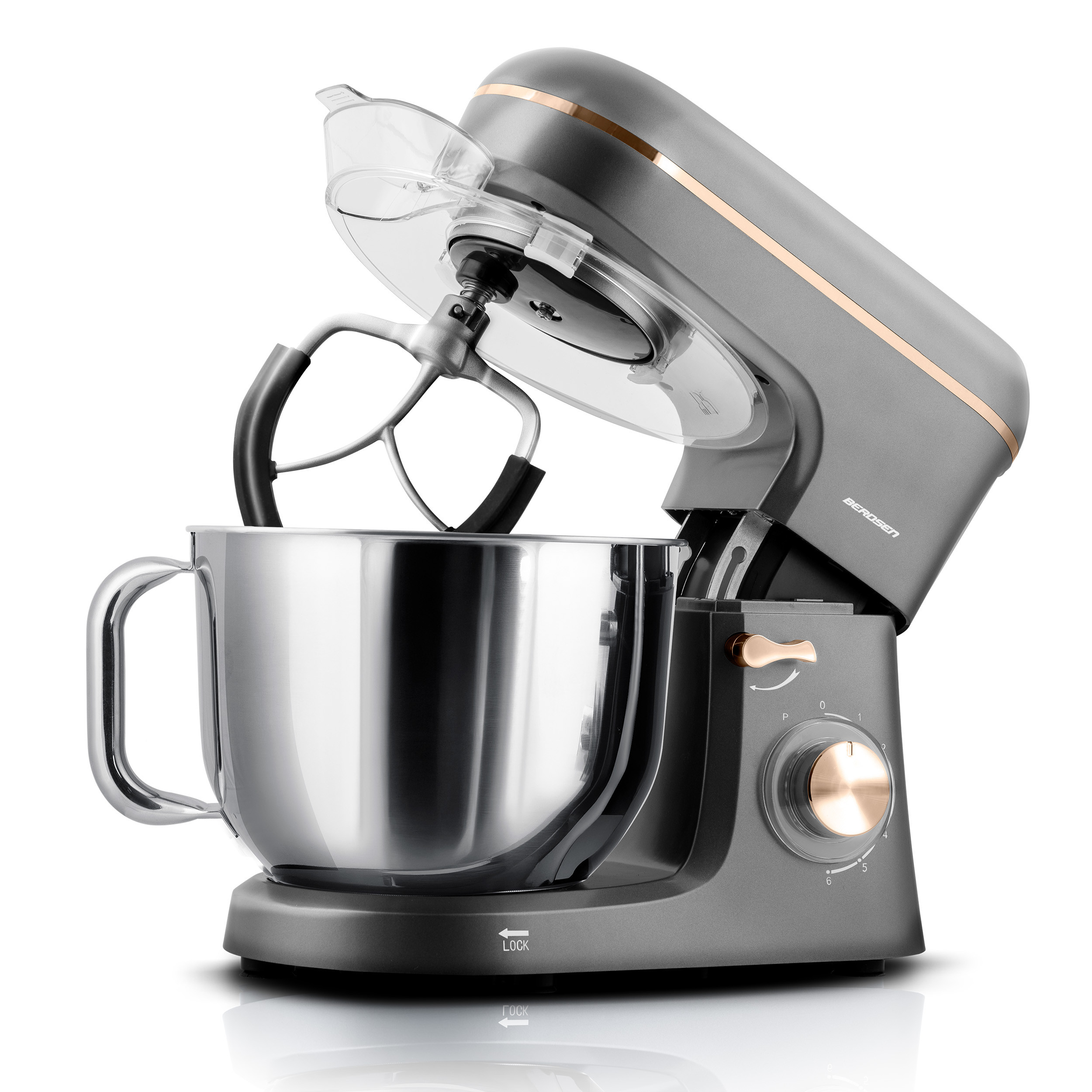 Robot planetarny kuchenny mikser Berdsen 6l 1400W 3w1 srebrno-złoty 375602