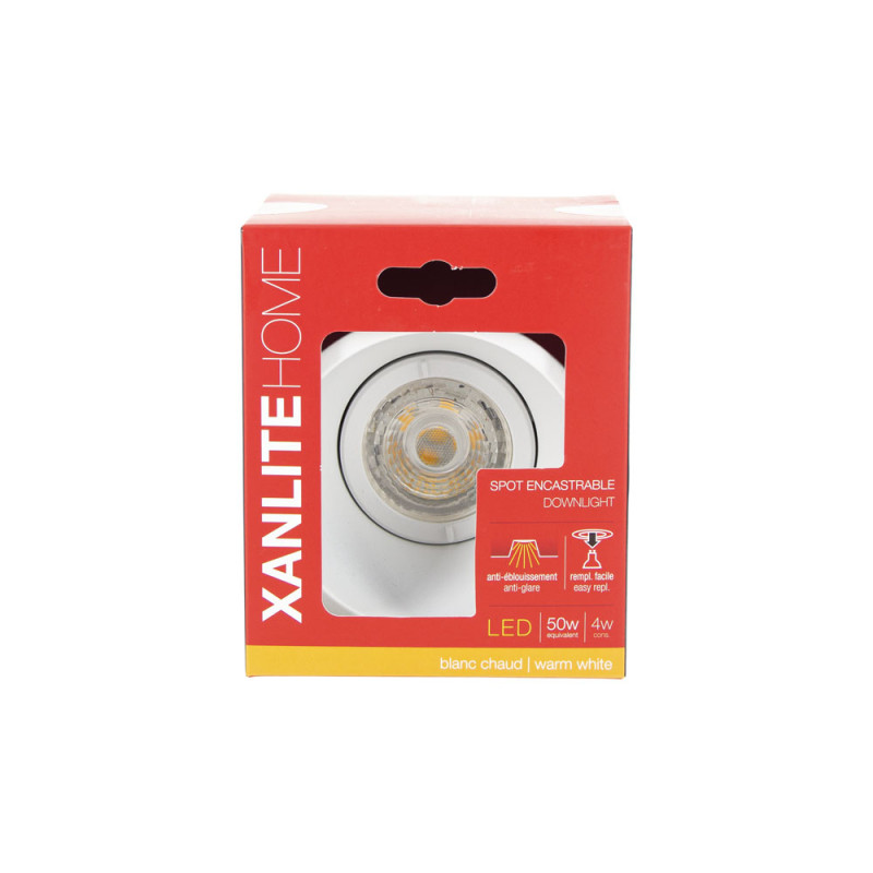 Spot encastrable LED blanc GU10 blanc chaud IP20 320 lm 5 W XANLITE
