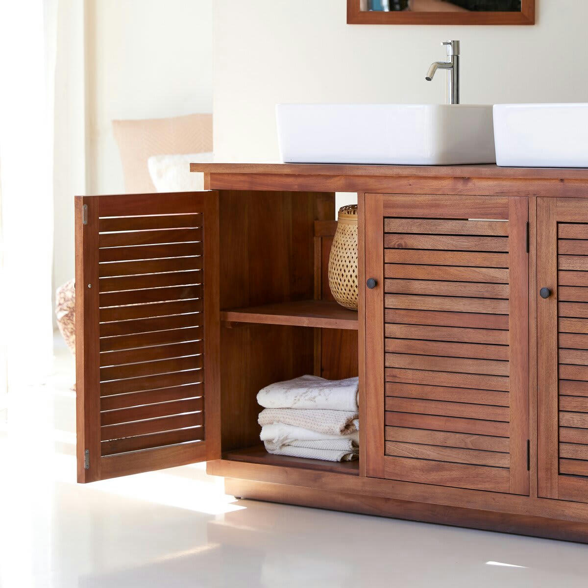 LOGGIA - Meuble sous vasque en acacia massif 140 cm