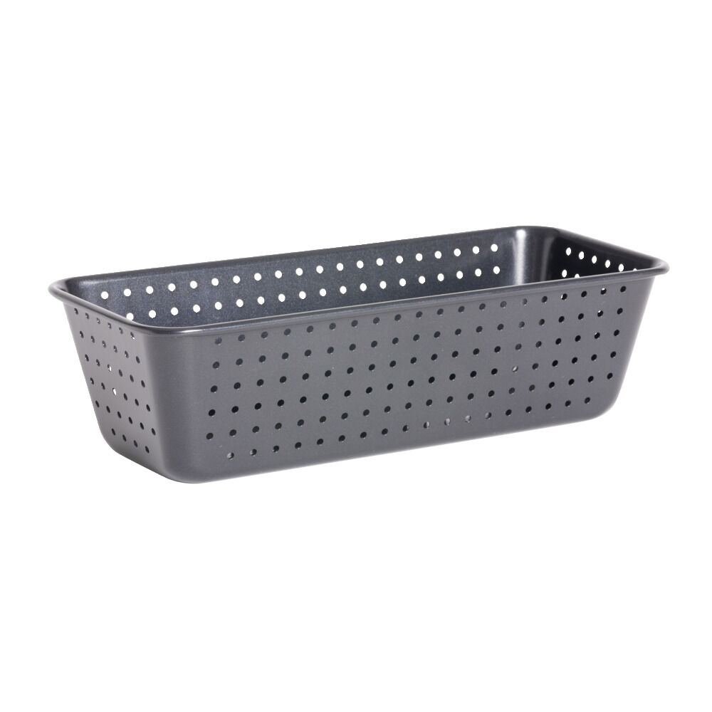 Moule à cake perforé acier noir 25x7xH2,5cm