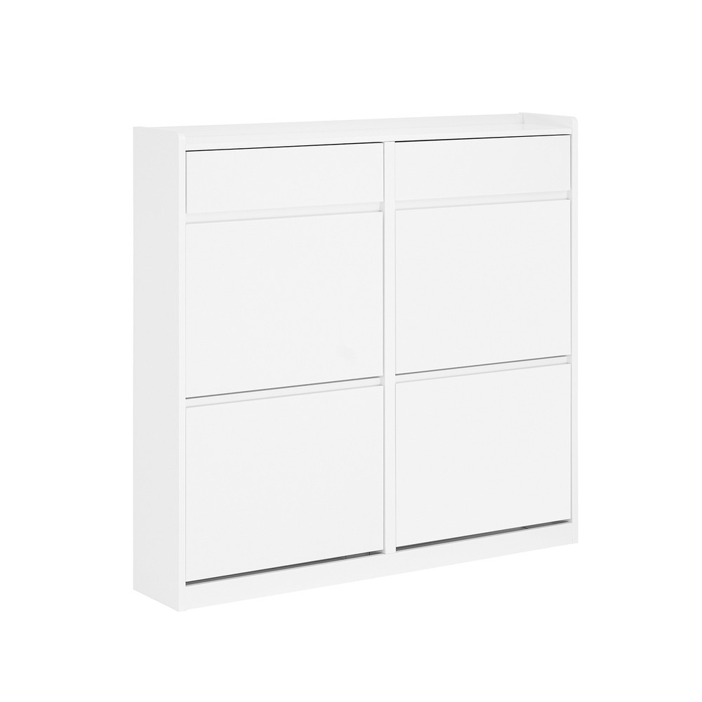 SoBuy Szafka na buty z 4 drzwiami Biały 98x19x95cm Nowoczesny FSR169-W