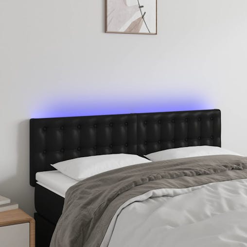NNEVL LED Headboard Black 144x5x78/88 cm Faux Leather
