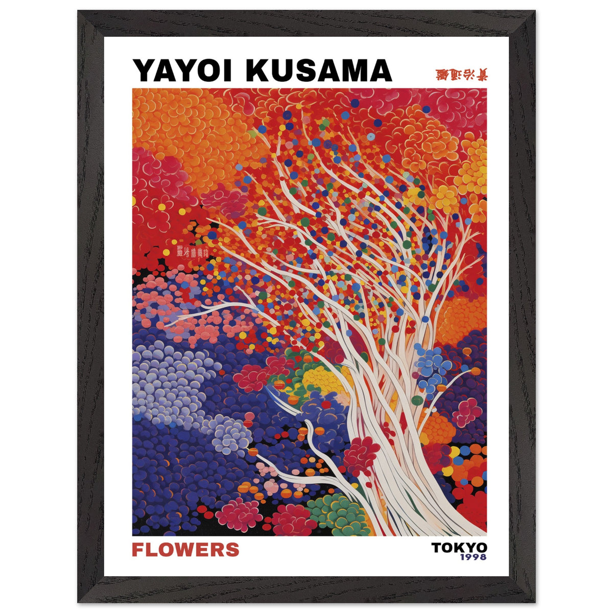 Artfulprints Poster met Lijst Yayoi Kusama - Artistic tree  - 30x40 cm - Meerkleurig
