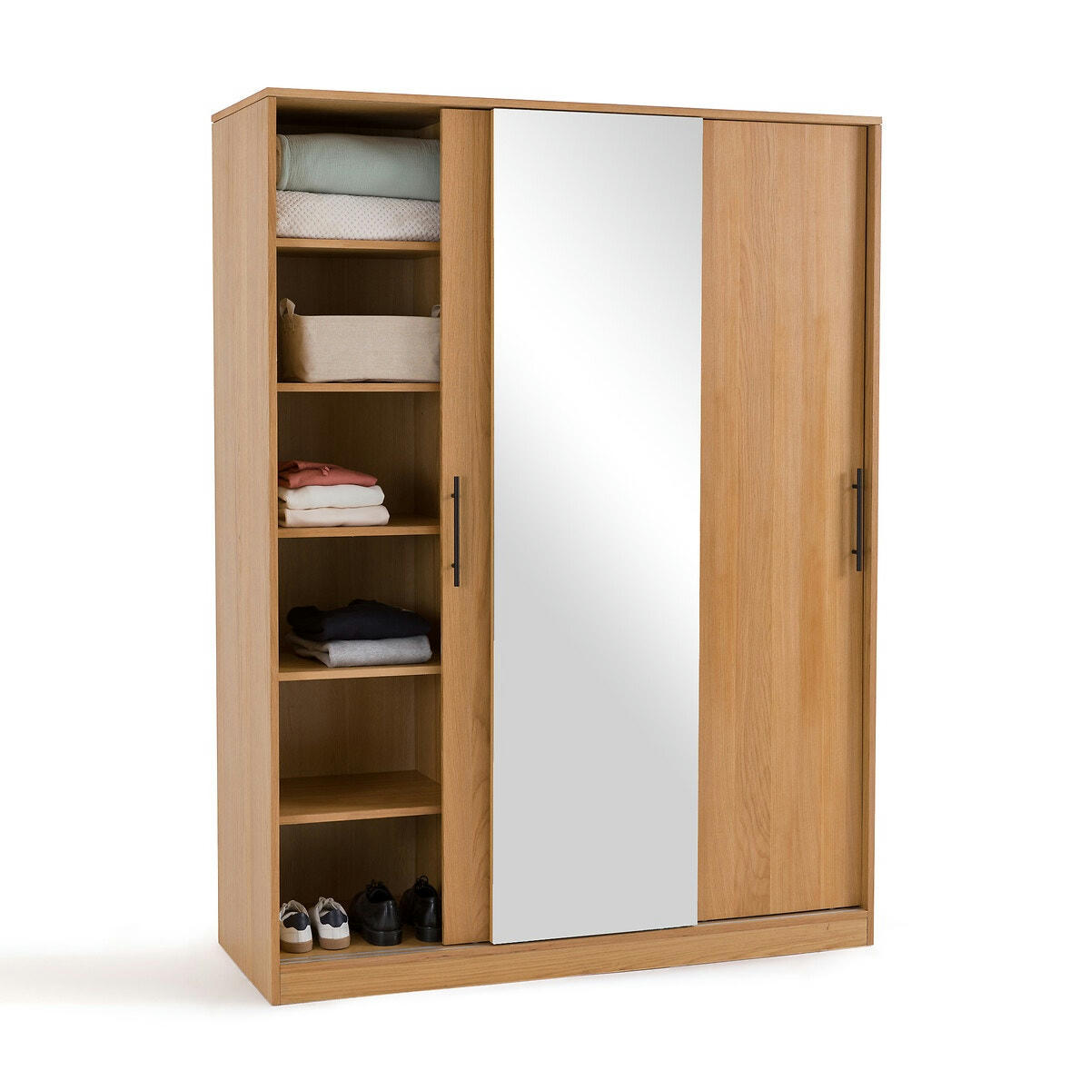 Armoire 3 portes coulissantes, 1 miroir, Milo