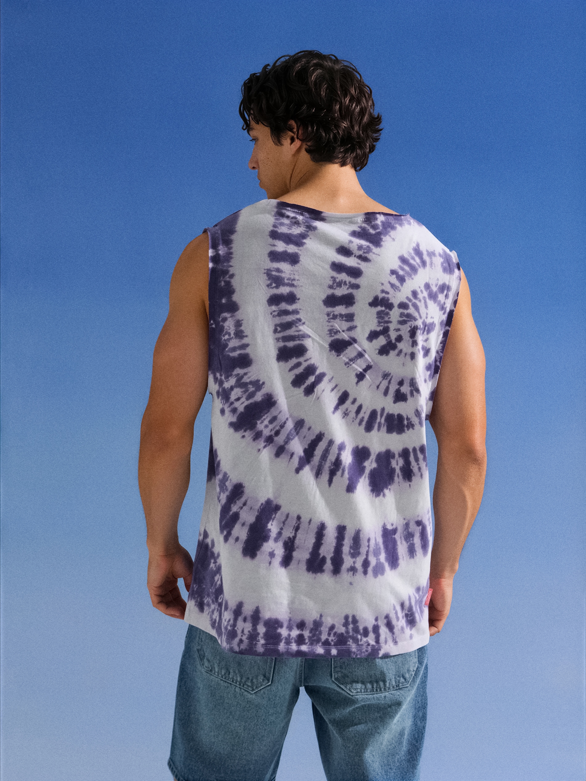 Bawełniany tank top ze wzorem tie dye