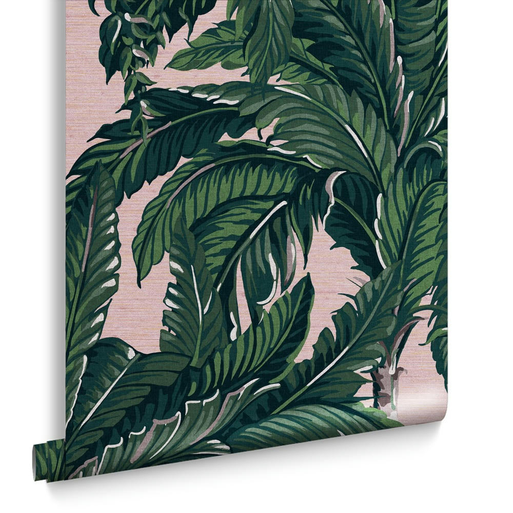 - papier peint daintree palmiers rose vert 1005x52cm