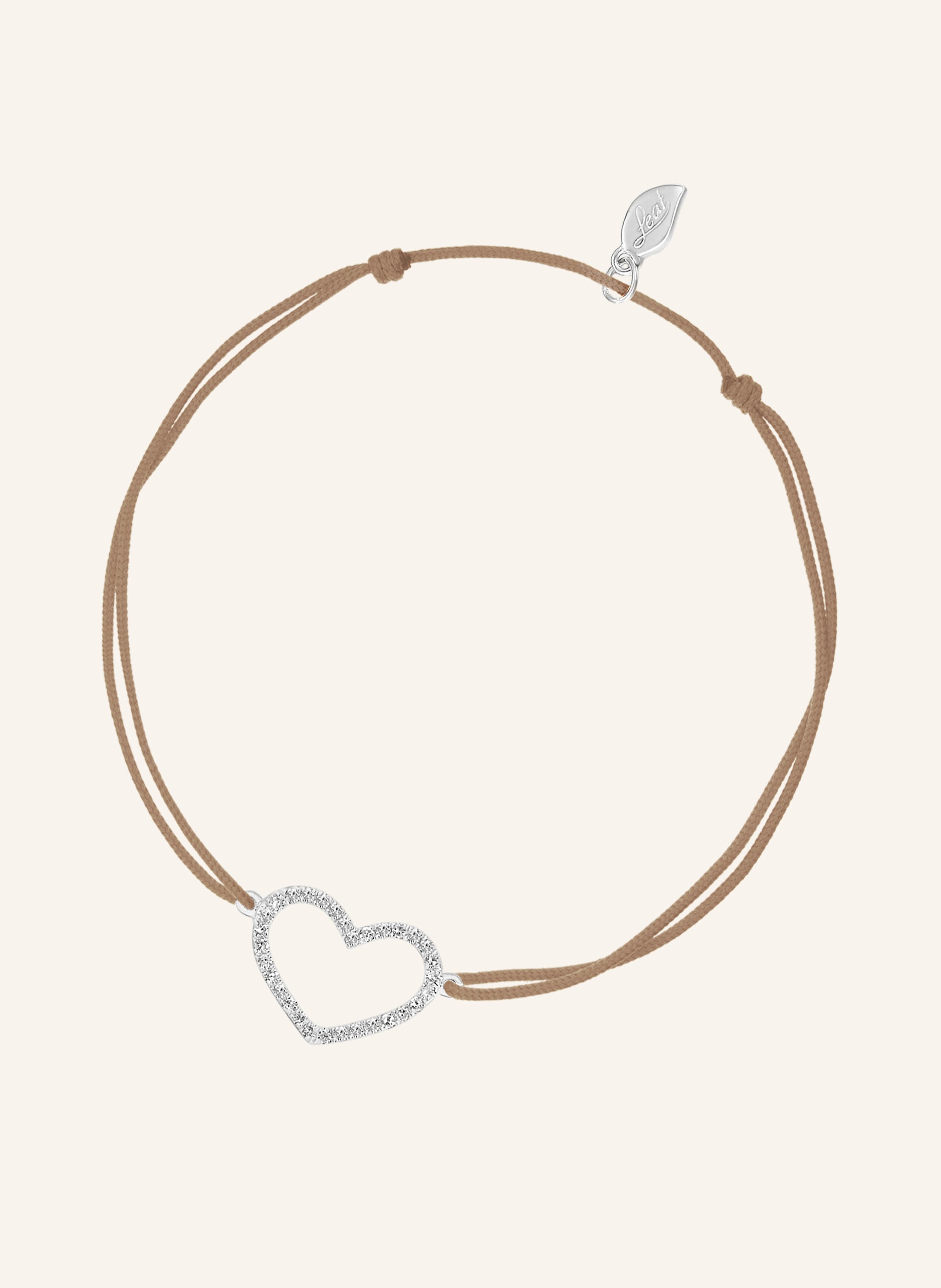 Leaf Freundschaftsarmband HEART aus 18 Karat Weißgold mit Diamanten