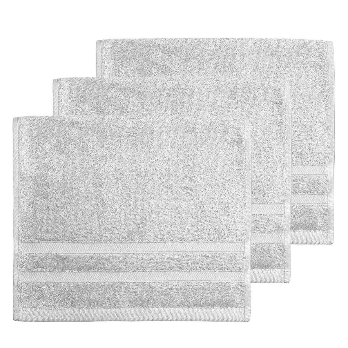 SENSILK - Lot de 3 serviettes invité 600 gr/m²  glacier 30x50 cm