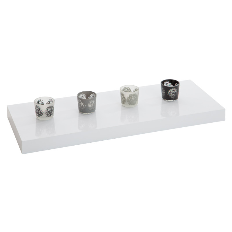Tablette murale blanche brillante 60 x 23,5 x 3,8 cm PRACTO HOME