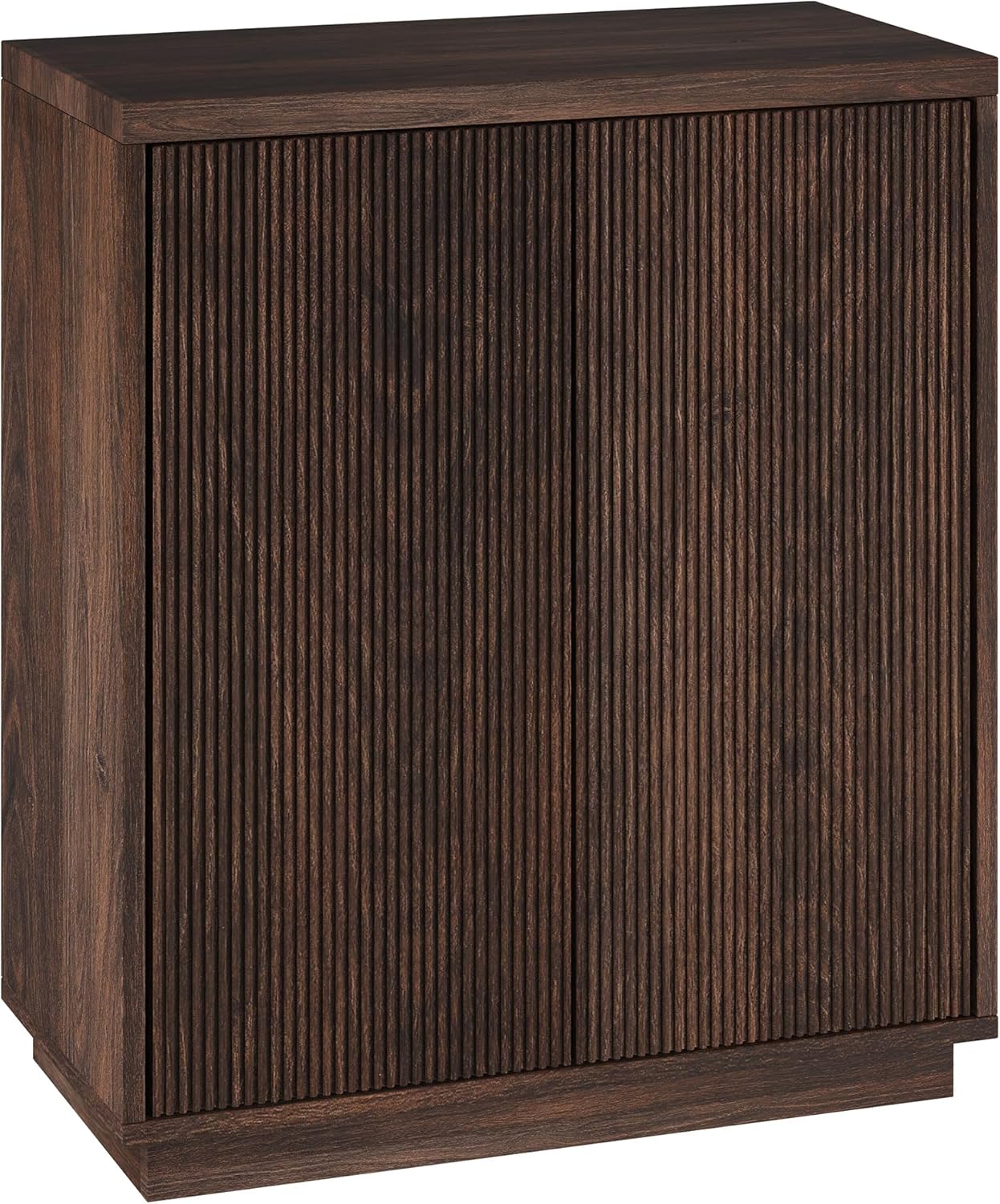 Henn&Hart 28 Fluted Wooden Accent Cabinet, Ribbed Modern Sideboard Buffet Cabinet with 2 Doors and an Adjustable Shelf for Living Room, Dining Room, Bedroom or Entryway, Rich Brown