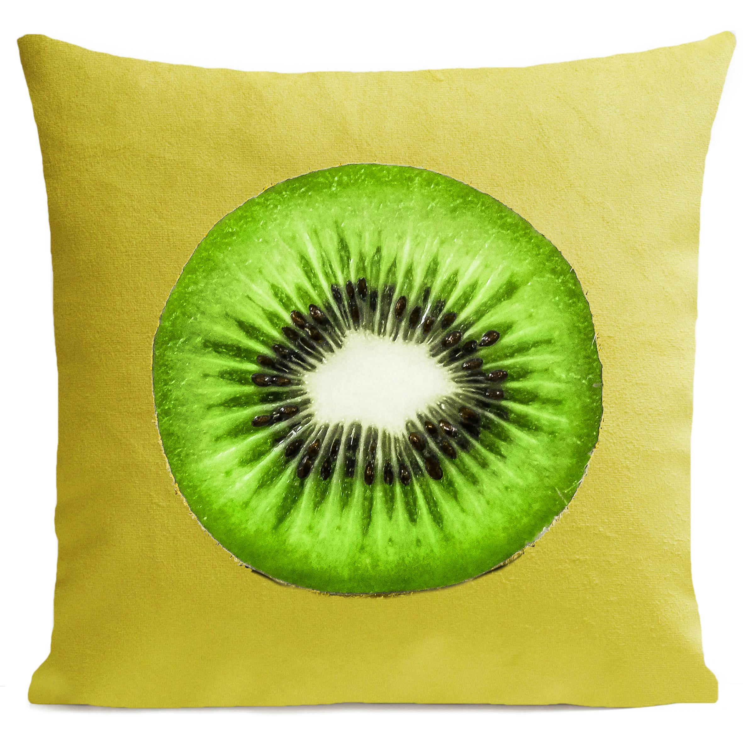 - Coussin fruit kiwi suédine jaune 40x40cm