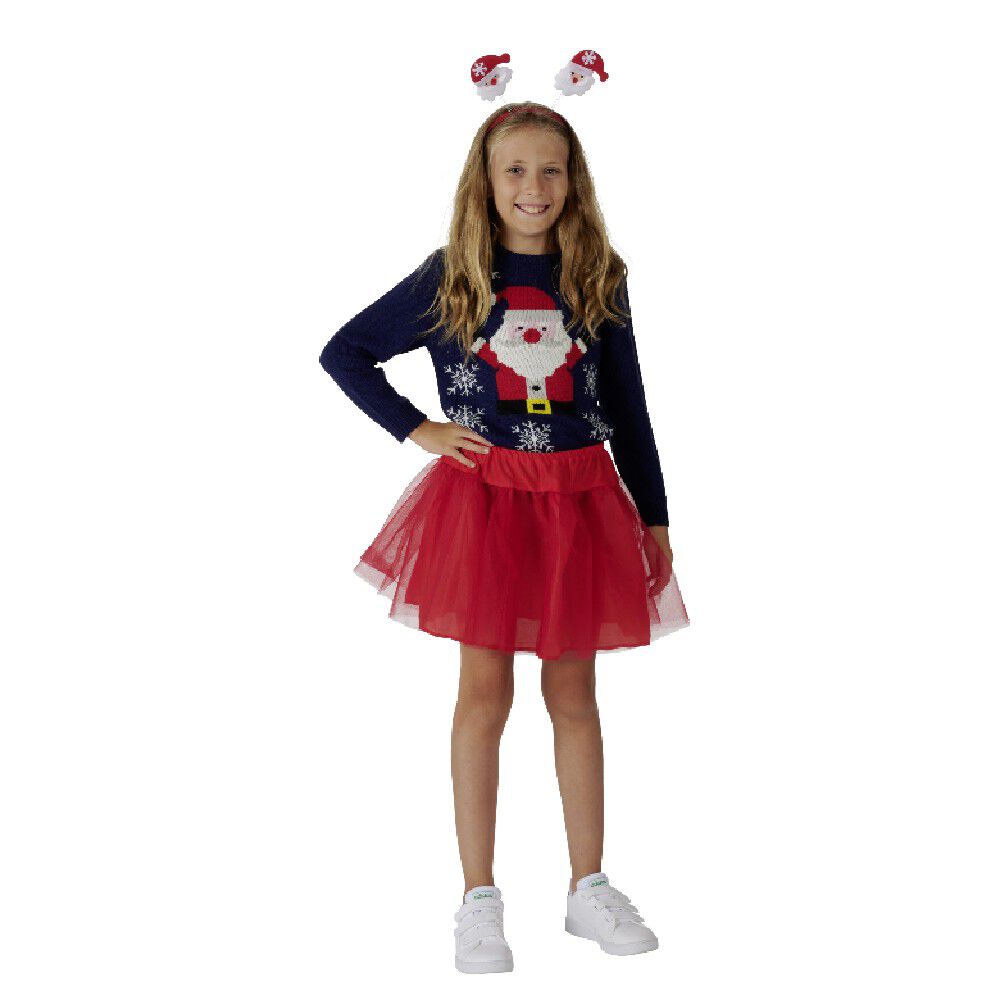 Ensemble tutu avec serre-tête Père No&euml;l rouge fille
