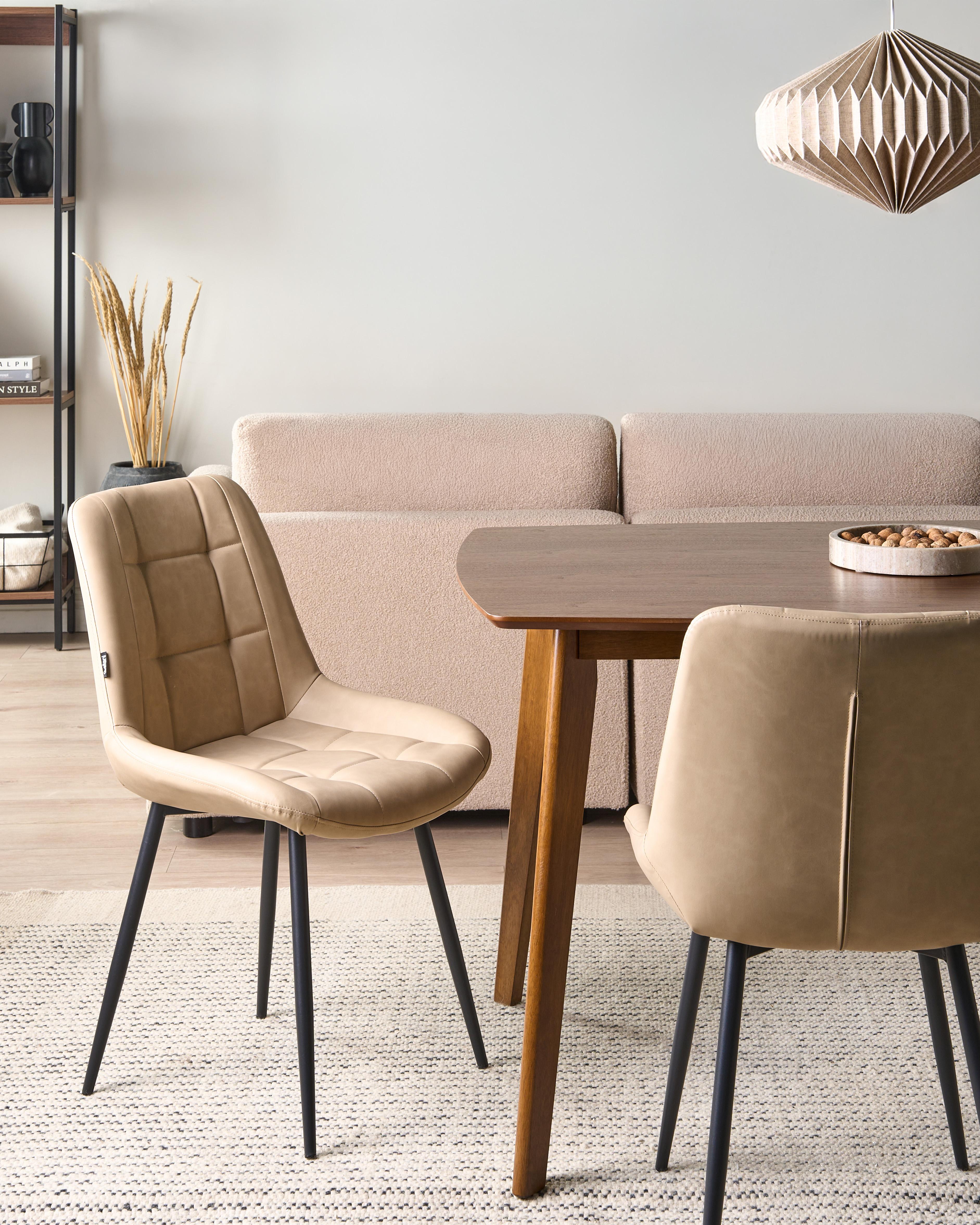 Set of 2 Dining Chairs MELROSE Faux Leather Beige