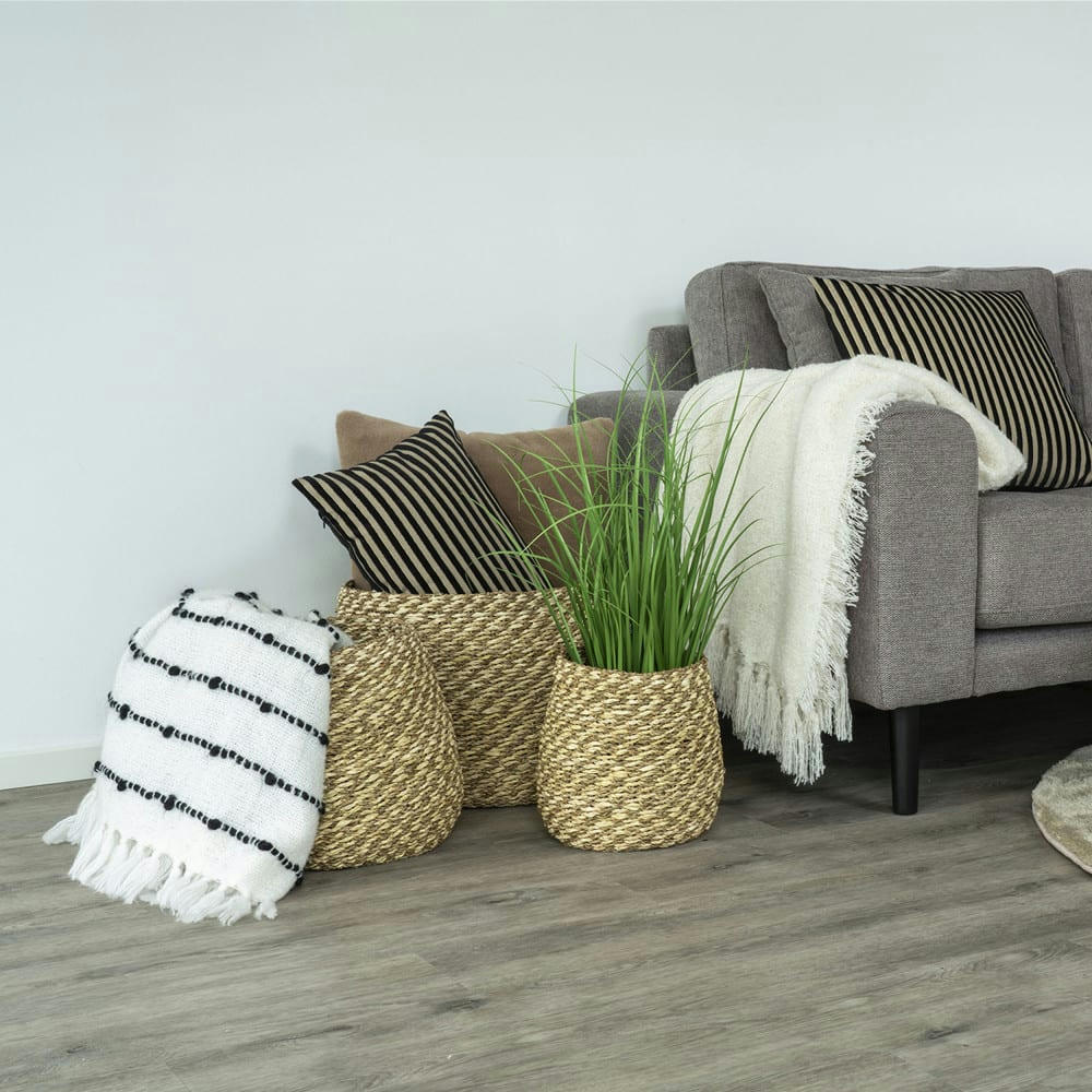 VENOSO - Lot de 3 paniers en jonc de mer naturel