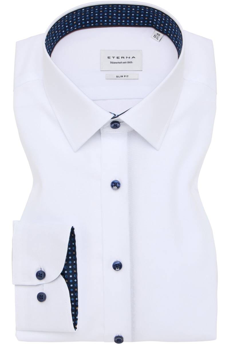 ETERNA Slim Fit Hemd weiss, Einfarbig (extra langer Arm)