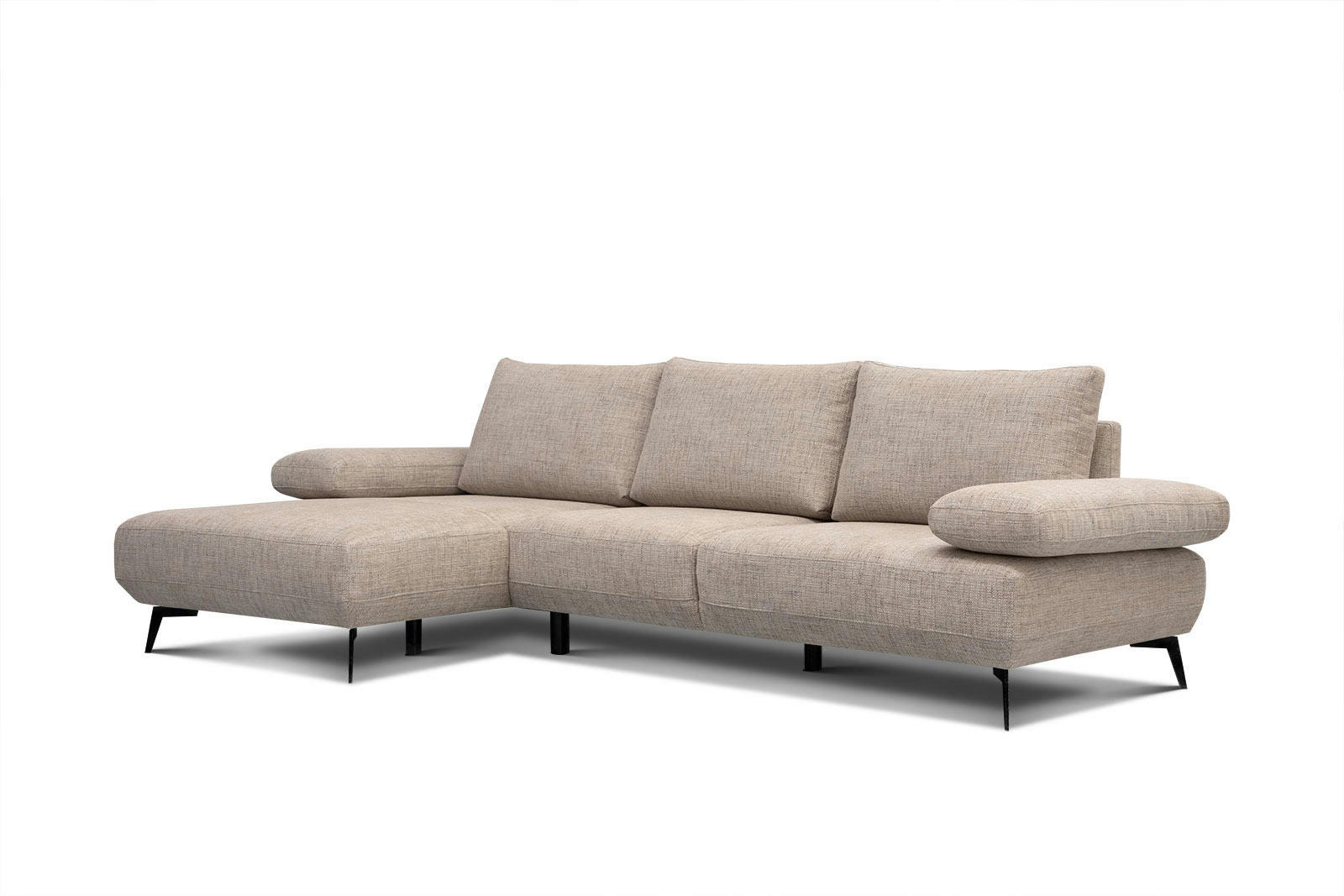 MELLO - Canapé d'angle gauche 4 places tissu rose pâle