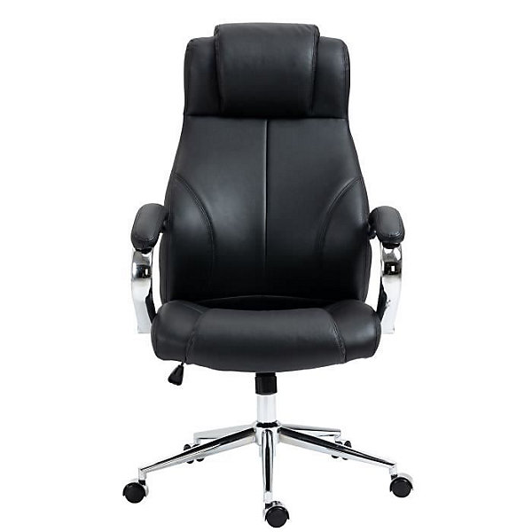Fauteuil de Bureau - CLP - Salford - Véritable cuir - Piètement en Métal - Ajustable Pivotant - Noir
