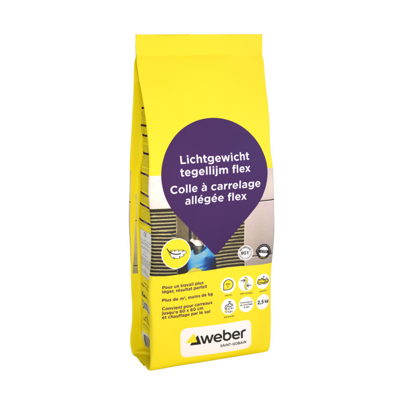 Colle pour carrelage allégée Flex grise 2,5 kg WEBER BEAMIX